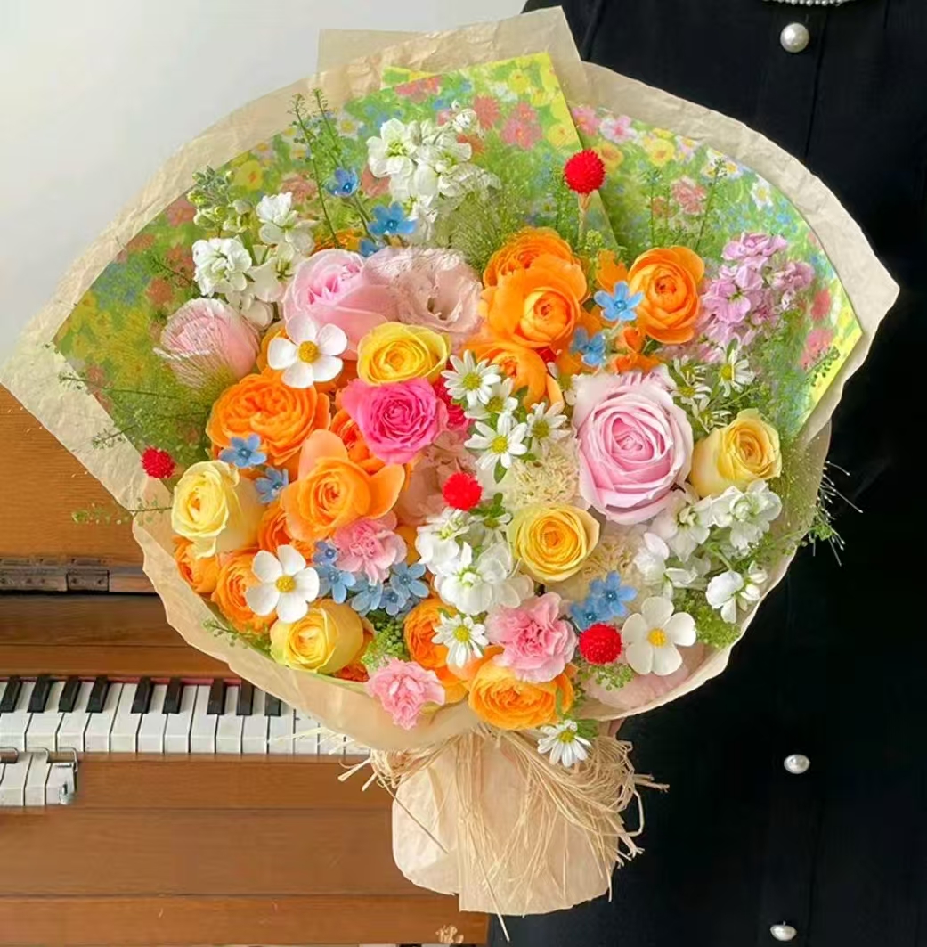 生日礼物【星辰大海】约会花束6朵碎冰蓝玫瑰混搭花束送恋人